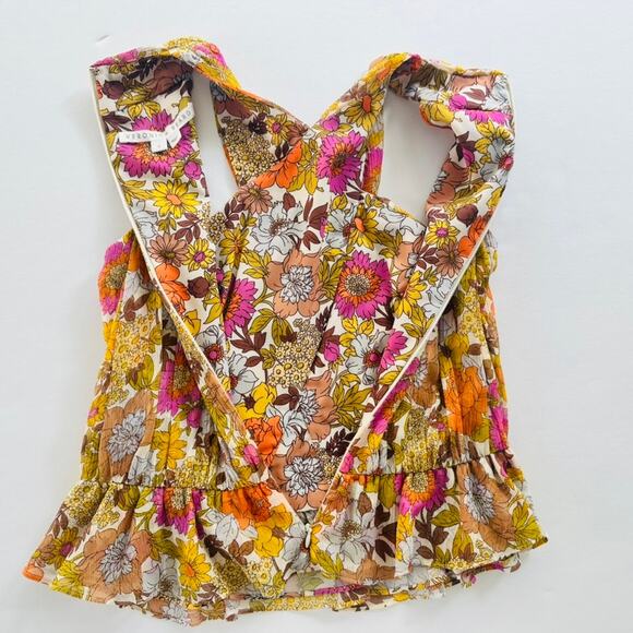 Veronica Beard Kailani Top Size 2 Silk Garden Orange Floral Georgette - Picture 5 of 6
